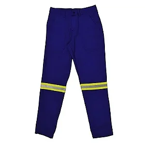 Calça Brim Azul Royal Elástico Refletivo Kelu