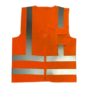 Colete Refletivo Laranja Com 1 Bolso Volk G