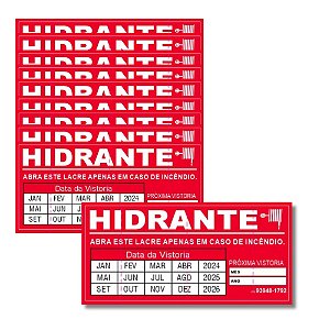 Pacote com 10 Lacres Adesivo Para Hidrante Destrutível Calendário