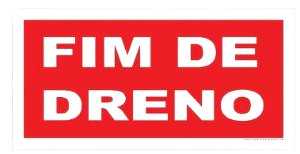 Placa de Sinalização Fotoluminescente Fim de Dreno 17x8,5cm