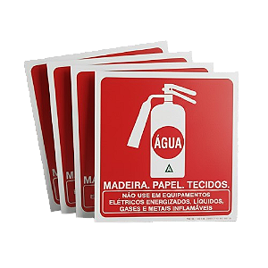 Kit 5 Placas Fotoluminescentes Extintor Água - 19,5x19,5 Cm