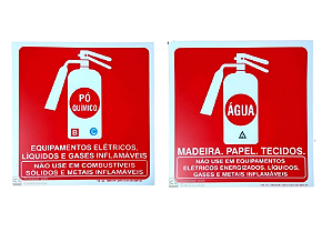Placa De Sinalização De Extintor 1- Água / 1- Pó Químico Bc