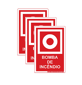 Kit 3 Placas Fotoluminescente Botoeira Bomba De Incêndio E3