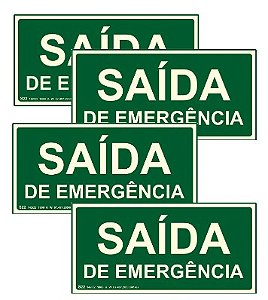 Kit 4 Placas Sinalização De Emergência - Saída - S12a