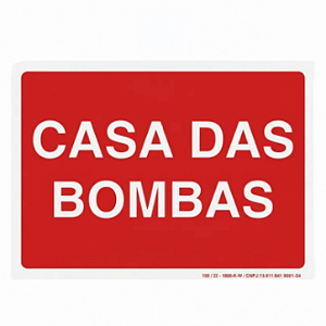 Placa De Sinalização De Emergência Fotoluminescente Casa de Bombas 15x20