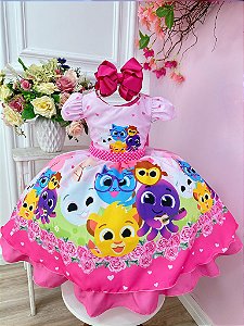 Vestido Infantil Rosa Bolofofos C/ Cinto de Pérolas Festa luxo RO1042RS