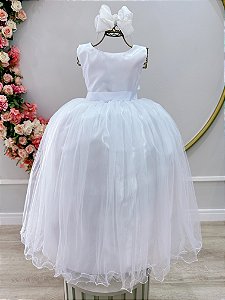 Vestido Infantil Longo Branco Daminhas Casamentos Luxo Festa
