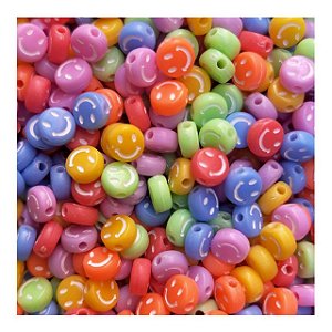 10g Miçanga De Carinha Smile Aprox 100 Pçs Colorido