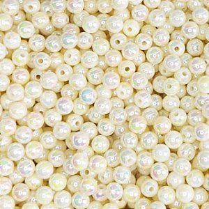 Perola Irizada 8mm Com Furo Aprox 100 pçs Creme