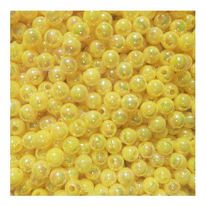 Perola Irizada 8mm Com Furo Aprox 100 pçs Amarelo