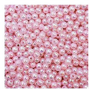 Perola Irizada 8mm Com Furo Aprox 100 pçs Rosa