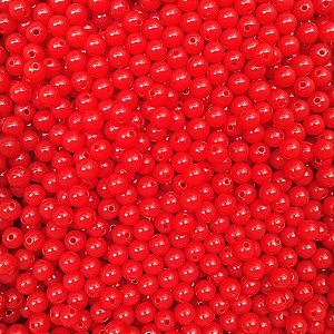 Perola Leitosa 6mm Com Furo Aprox 100 Unidades Vermelho