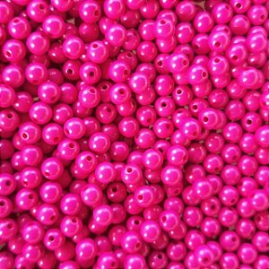 Perola Leitosa 6mm Com Furo Aprox 100 Unidades Fuccia
