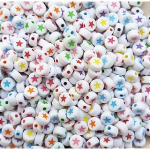 Aprox 100 Miçanga De Estrela Branco E Colorido