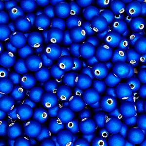 Aprox 100 Perolas Bola Emborrachada 8mm Azul Escuro