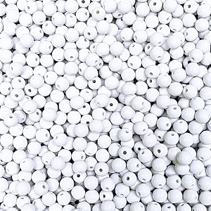 Aprox 100 Perolas Bola Emborrachada 8mm Branco