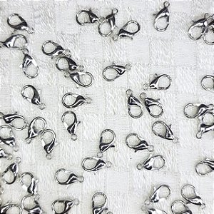 10 pçs Fecho Lagosta 12mm Prata Para Pulseiras e Colares Banho Chinês