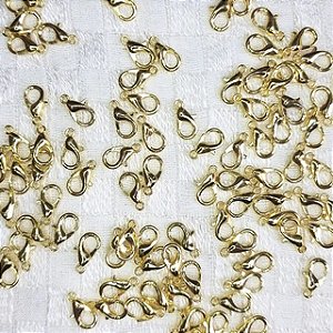 100 pçs Fecho Lagosta 12mm Dourado Para Pulseiras e Colares Banho Chinês