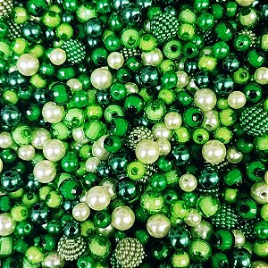 100g Mix De Miçangas P Bijuterias Pulseiras E Tiaras 6 a 10mm Verde