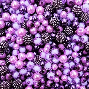 100g Mix De Miçangas P Bijuterias Pulseiras E Tiaras 6 a 10mm Roxo