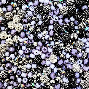 100g Mix De Miçangas P Bijuterias Pulseiras E Tiaras 6 a 10mm Preto