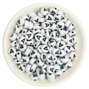 100un Miçanga Vogal (A) Branco E Preto