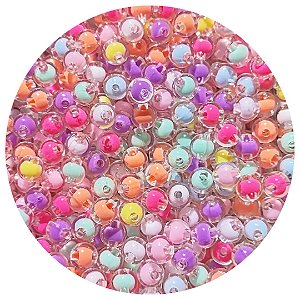 Aprox 300 Miçangas Pérola Colorida Bola 8mm Passante para bijuteria 80g