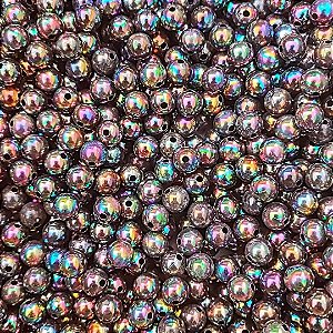 Perola Irizada 8mm Com Furo Aprox 100 pçs Preto