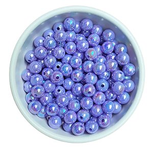 Perola Miçanga Bola Irizada 8mm Com Furo Aprox 300 pçs Lilas
