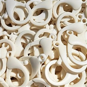 50 pçs fecho lagosta acrílico fosco 35mm Chaveiro Artesanato cor Off White