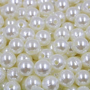 500g Perola inteira Com Furo Bola miçanga Creme 10mm