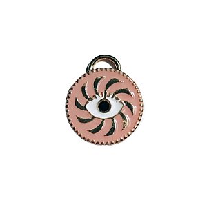 Pingente de Olho em aço cor Rosa Claro e Dourado 1,3 cm