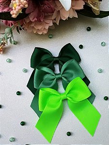 Kit 3 Laços com Ponta Dupla Infantil Hair Clip Presilha de Cabelo cor Verde