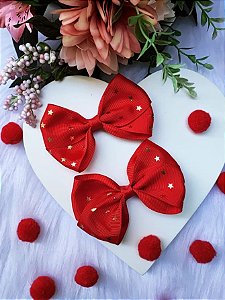 2 Laços Cruzado Infantil Estrela Hair Clip Presilha de Cabelo cor Vermelho