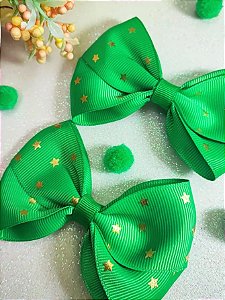2 Laços Cruzado Infantil Estrela Hair Clip Presilha de Cabelo cor Verde Bandeira
