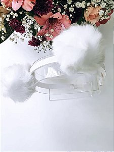 Tiara Urso Pompom Pelúcia 7cm Escolha a Cor Unidade
