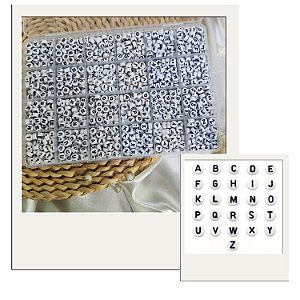Kit Miçanga Letras A a Z Separadas + Organizador 1300pçs Branco e Preto Missanga Bijuteria Artesanato