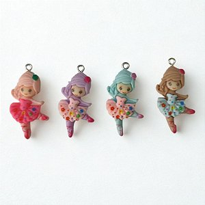 10 pçs Pingente de Bailarinas Coloridas 3,5cm
