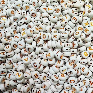 12 pct de 500g Miçanga de Letras Branca e Preta Entremeio Alfabeto Artesanato