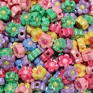70g Entremeio Flor Colorida Miçanga Passante Artesanato Bijuteria