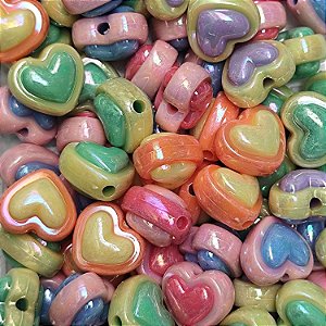 70g Entremeio Coração Colorido Miçanga Passante Artesanato Bijuteria