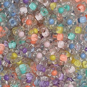 70g Entremeio Flor Transparente c/ Miolo Colorido Miçanga Passante Artesanato Bijuteria