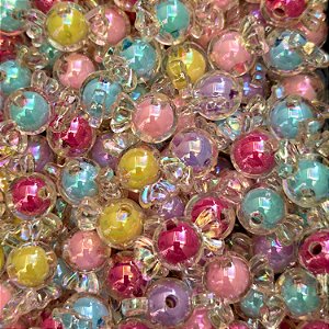 70g Entremeio Bala Transparente c/ Miolo Colorido Miçanga Passante Artesanato Bijuteria
