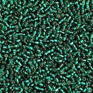 Miçangas 12/0 Kit com 40g Cor Verde Metalizada p/ Bijuterias Artesanato