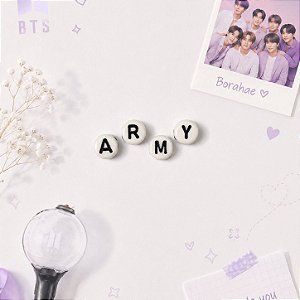 Miçangas Letras ARMY Kit 400pçs cor Branco Preto Kpop Pulseiras DIY