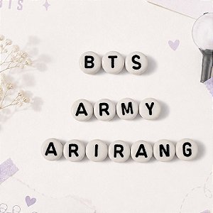 Miçangas Letras Kit 350pçs p/ formar palavras BTS ARMY e ARIRANG Kpop Pulseiras DIY