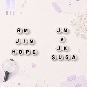 450pçs Miçangas Letras Nomes dos Integrantes BTS p/ Pulseiras e Artesanatos