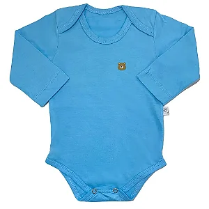 Body Manga Longa Azul Bebê