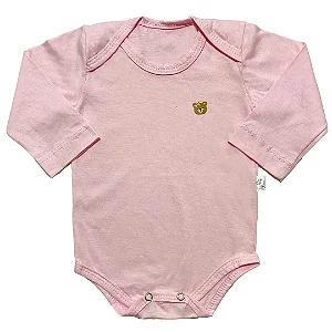 Body de Bebê Manga Longa Rosa Bebê