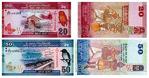 Sri Lanka - 20 Rupees e 50 Rupees - Kit com 2 notas FE Original